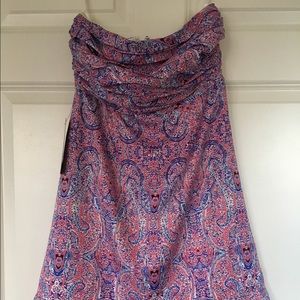 Strapless silk Paisley dress