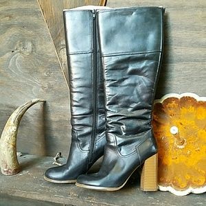 Report Leather Boots with 3" Stacked Heel