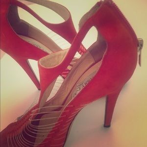 Red suede jimmy choo stilettos, size 39 euro