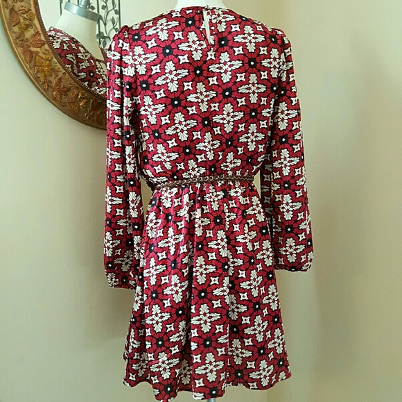 Doe & Rae Belted Red Print Dress  1 Medium LEFT! - Picture 2 of 4