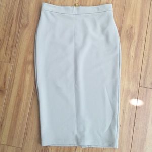Stretch tan pencil skirt