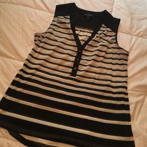 Grey ivory striped tank top