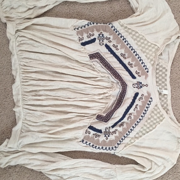 Free People long sleeve top with embroidery
