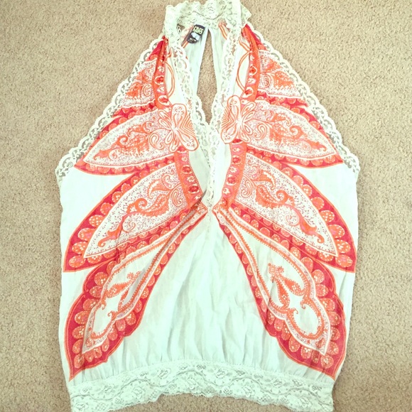 Lace paisley silky sexy Free People top
