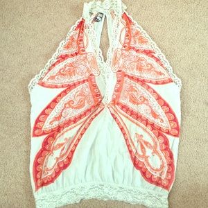 Lace paisley silky sexy Free People top