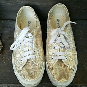 Superga Metallic Gold Tennis Shoes Size 8