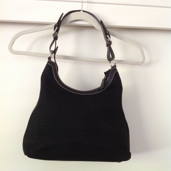 Black Waffle Weave Black Sak Handbag