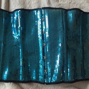 Teal Sequin Cincher - Plus 4XL/40-42
