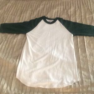 half arm white and green tee