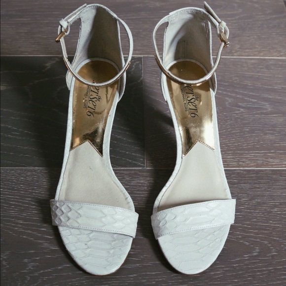 MICHAEL Michael Kors Mid-Heel SnakeEmbossed Sandal