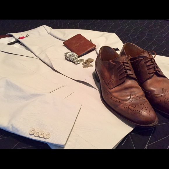 MEN'S JACKET Le Gioventu/Slim 40R Beige Pinstripe