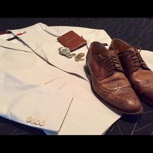 MEN'S JACKET Le Gioventu/Slim 40R Beige Pinstripe