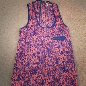 Fun silky printed tank coral/navy