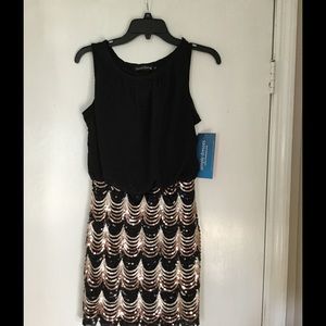 Short Sleeveless Scoopneck Dress w/ Sequin Skirt