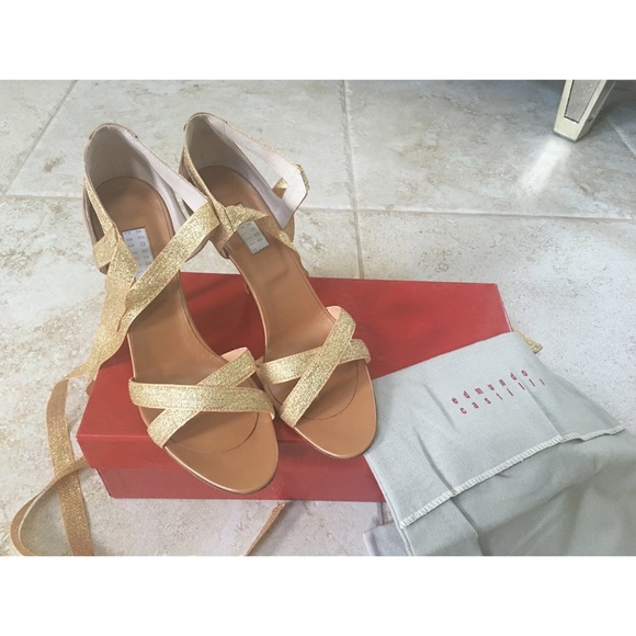 Edmundo Castillo Strappy Gold Heels