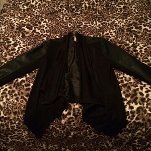 black leather & stretchy cloth jacket