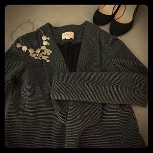 LOFT jersey knit blazer, black/grey stripe, small