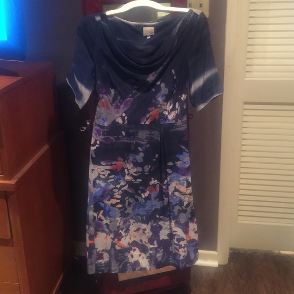 Blue floral midi dress from Anthropologie.