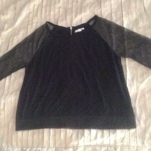 half sleeve black top with see through sleeves