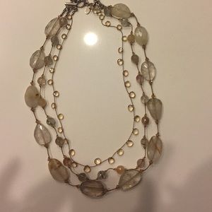 Unique stone 3 strand necklace