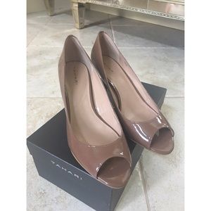 Tahari Open Toe Taupe Heels