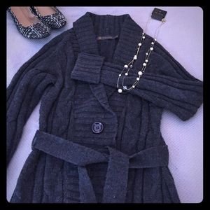 Dark gray, LOFT Outback Red wool cardigan, small