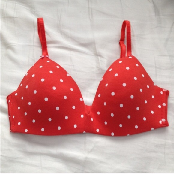 VS Red-Orange Polka Dot Bra