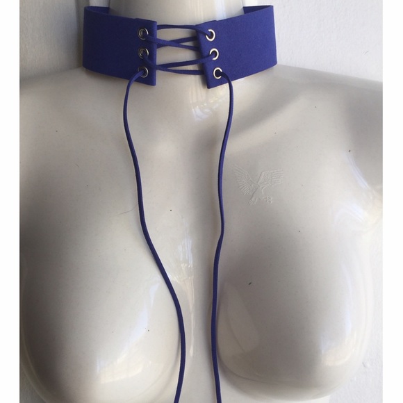 ✨Blue Lace Up Choker Necklace