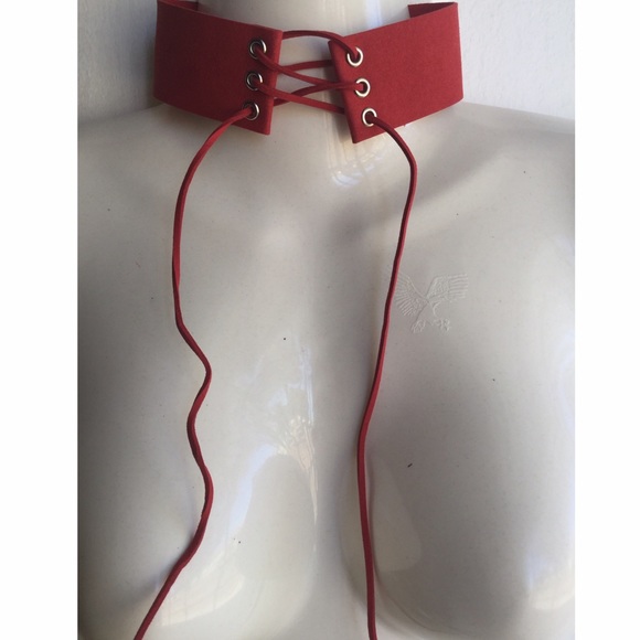 ✨Red Lace Up Choker Necklace