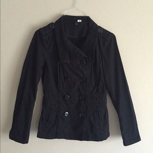 H&M black double breasted coat