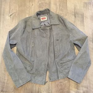 Levi's Suede Leather Grey Moto Jacket
