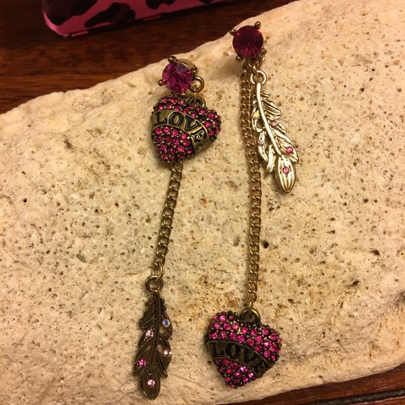 Betsey Johnson "Love" Heart Earrings