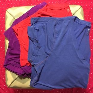GapFit 3-pack breathe tees periwinkle coral purple