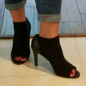Black Open Toe Nine West Booties 10