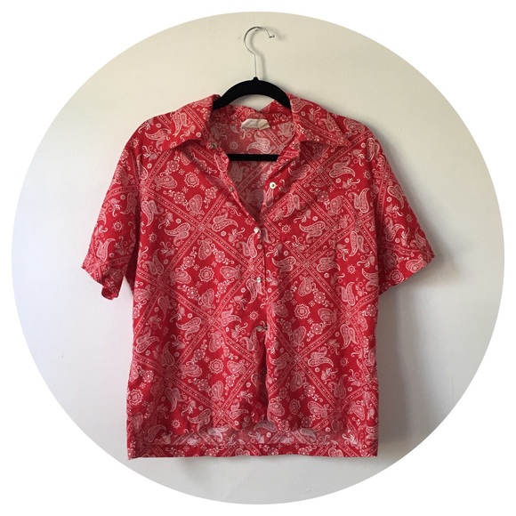 Vintage Paisley Bandana Print Button Down Shirt