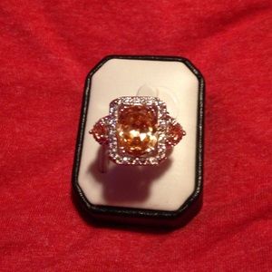 New Champagne and white topaz ring