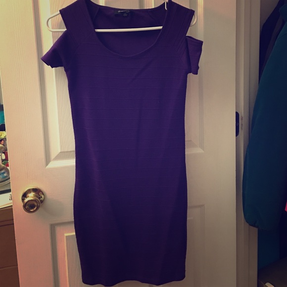 Purple cold shoulder dress