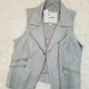 New grey faux leather vest