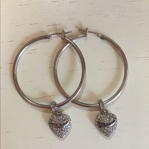 Silver Juicy Couture Heart Earrings