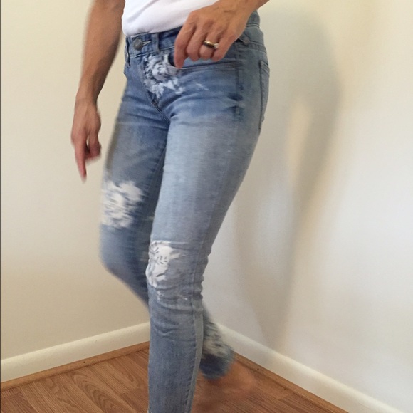 Free People skinny floral jeans