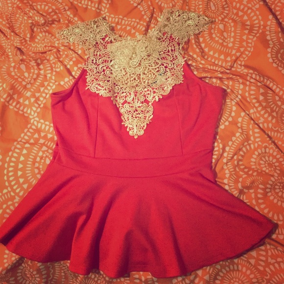 Coral top with Lace