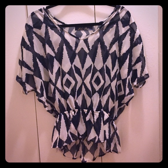 Blue Rain blue and white sheer blouse
