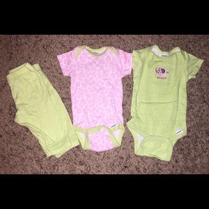 3 pc outfit includes 2 bodysuit onesies and pants