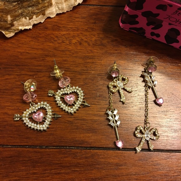 Betsey Johnson Cupid's Heart Earrings