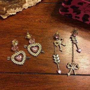 Betsey Johnson Cupid's Heart Earrings
