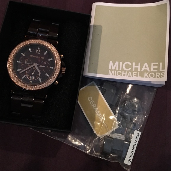MK-5518 brown ceramic watch