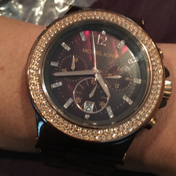 MK-5518 brown ceramic watch