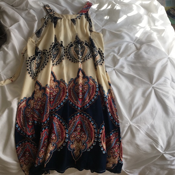 cute patterned around the neck chiffon dress