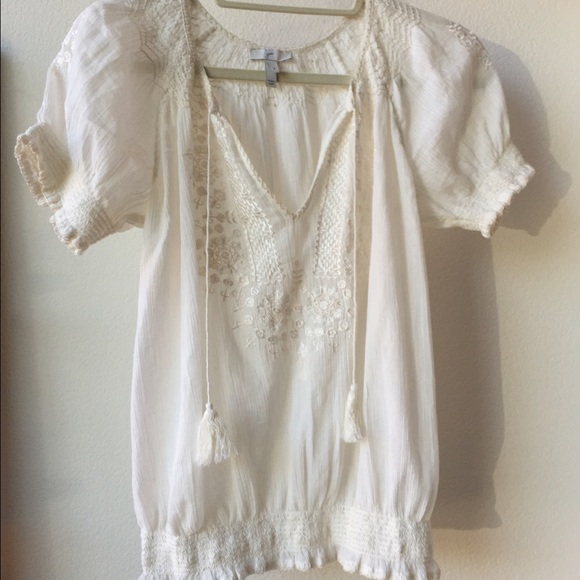 Joie cream embroidered blouse