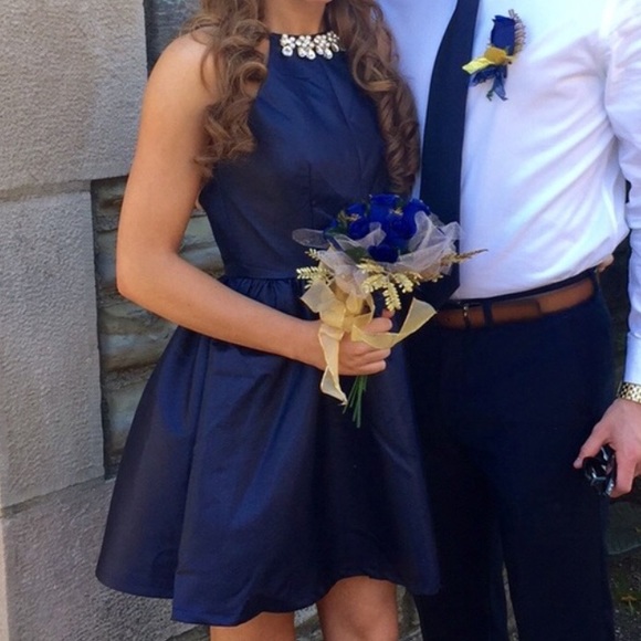Beautiful navy blue gemstone homecoming dress